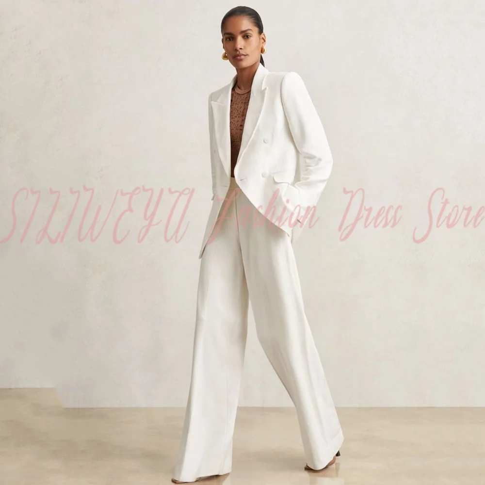 Fashion Women Double Breasted Suit Lady Smart Casual Full Sleeve Blazer Jacket +Pant 2026 Vacation High Street Chic Outfit