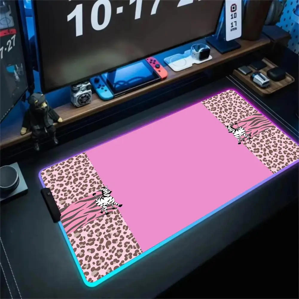 

RGB Mouse pad Leopard print and zebra print LED glow gaming mat rubber anti-slip Desk Mat pc accessories Gaming keypad mousepad