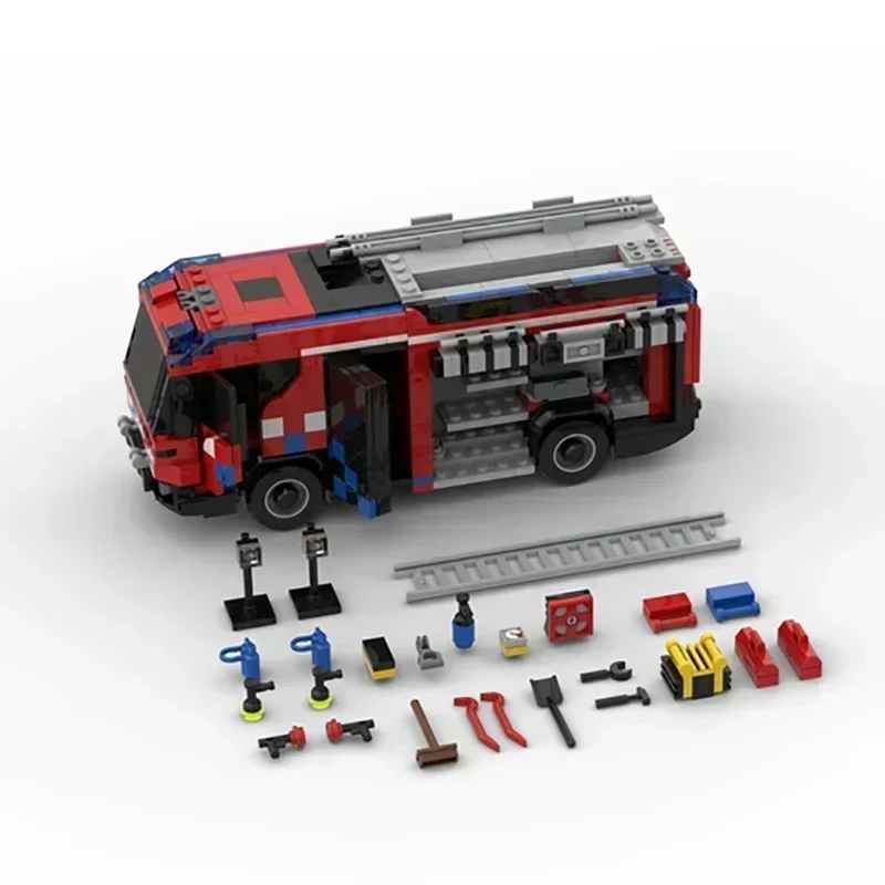 Décennie s de construction de moteur de camion de pompiers hybride, modèle de voiture de ville, briques MOC, Amsterdam RT, jouets de Noël, assemblage de bricolage, cadeau de blocs technologiques