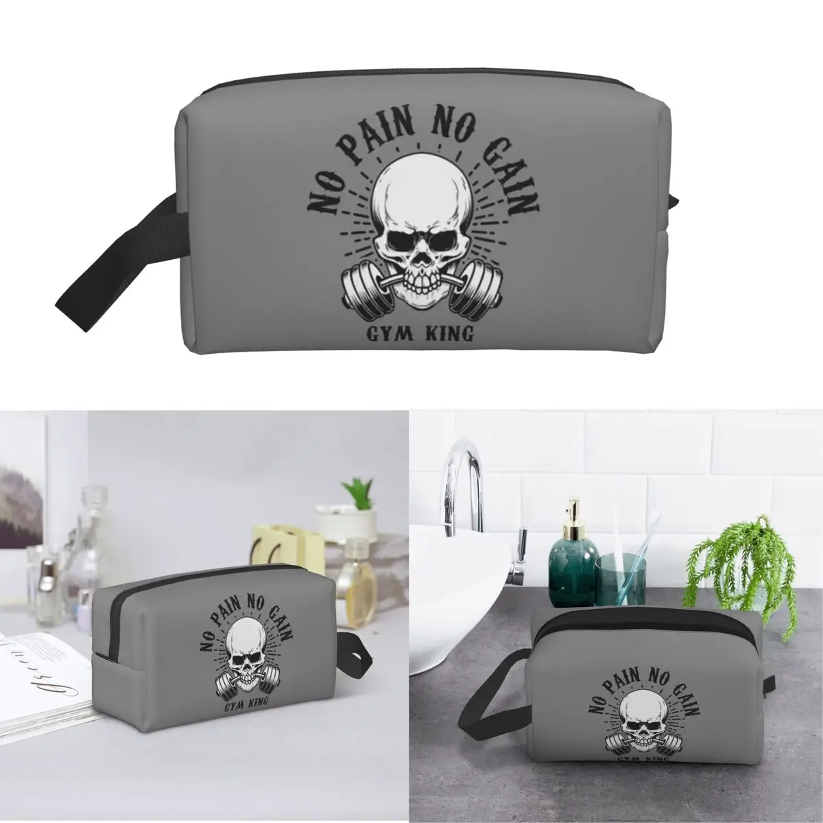 Powerhouse Gym Bodybuilding Fitness Motivational Quote Makeup Bag Cosmetic Storage Dopp Kit Toiletry Cosmetic Bag Women Beauty