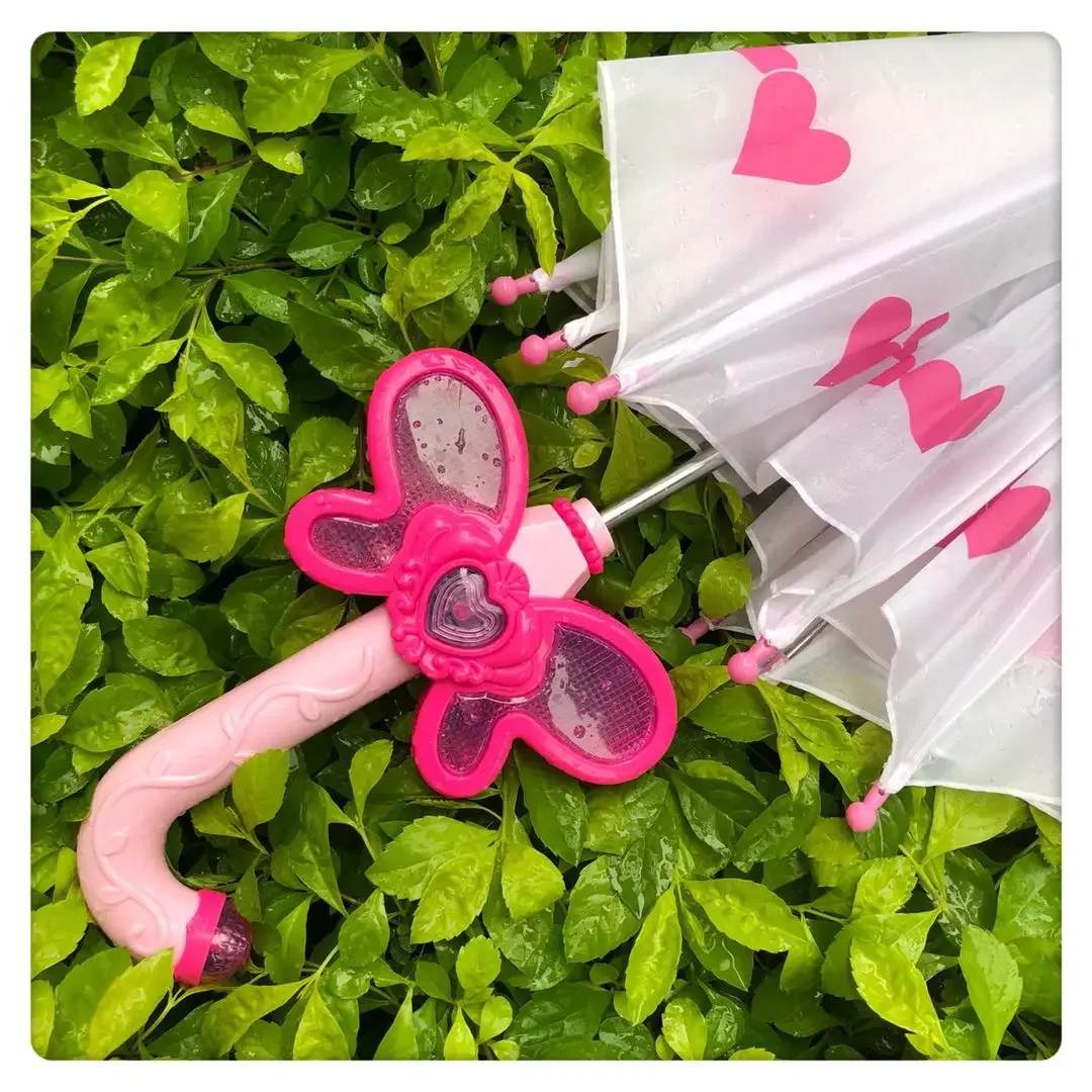 Children's toy mini umbrella parasol cute pink with light sound effect