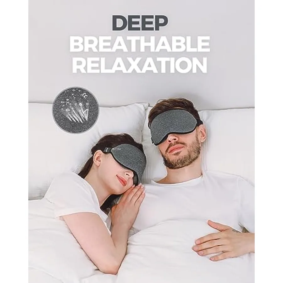 Luxury Sleep Mask for Back, Side Sleeper, Complete Light Blocking Sleeping Eye Mask Night Blindfold, 3D Zero Pressure and Spaci view 6