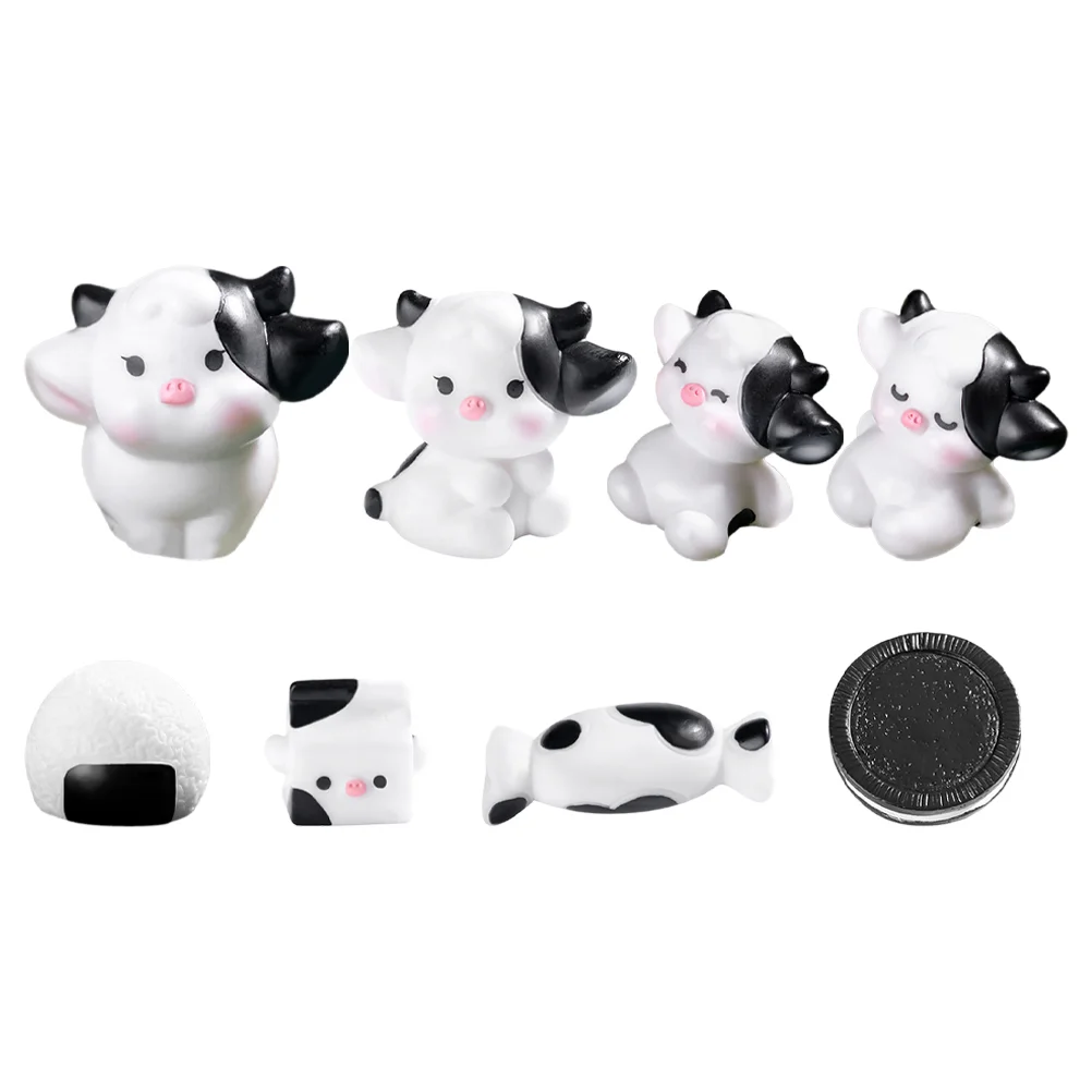 Garden Decoration Mini Tiny Figurines Resin Plushies Tots Toys Small Animals Miniature Theme Party Decorations Cows