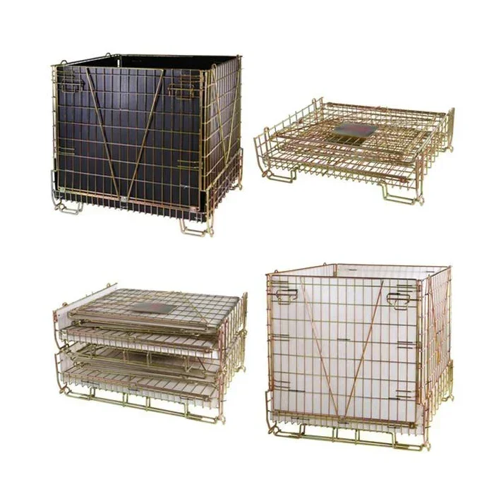 Material Handling Stackable Collapsible Galvanized Welded Steel Wire Mesh Container WarehousingHot Sales Cheap And Fine