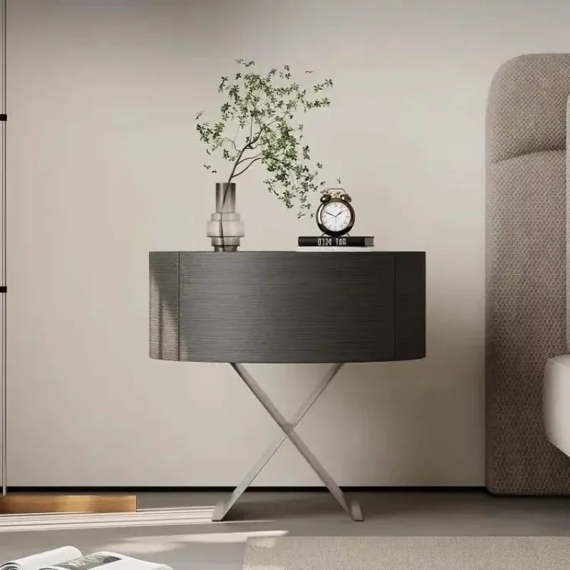 Light Luxury Bedside Tables Designer Storage Stainless Steel Storage Bedside Table Bedroom Home Creative Storage Cabinets