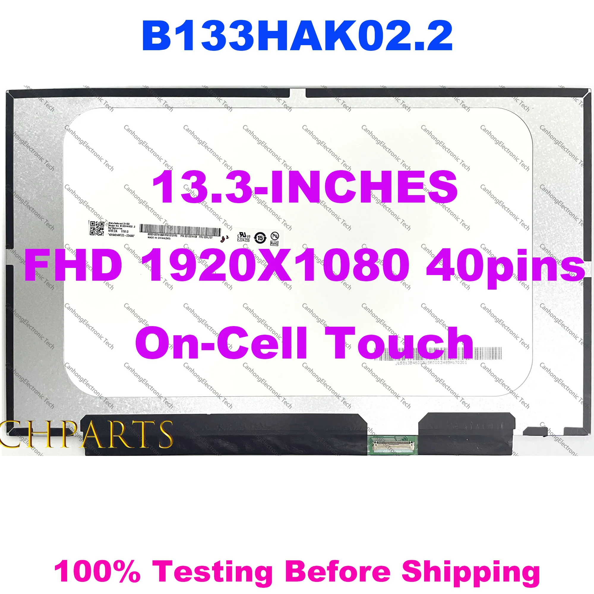 Display Matrix LCD Screen Panel For Lenovo ThinkPad X395 X390 X13 L13 Gen 2 20NL 20NM 20Q0 20Q1 02HL707 B133HAK02.2 R133NWF4 R5