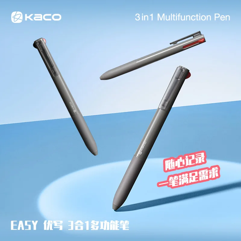 Bolígrafo multifunción KACO Easy 3 en 1, bolígrafo de Gel negro/rojo, lápiz mecánico, canetas de Gel boli de firma de 0,5mm, tomar notas, escritura diaria