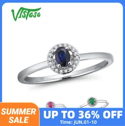 VISTOSO 14K White Gold Rings For Lady Genuine Shiny Diamond Fancy Sapphire Ruby Emerald Engagement Anniversary Chic Fine Jewelry