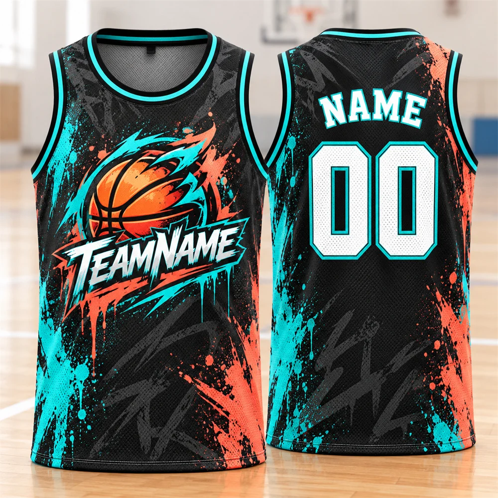 Lightning Basketball Jersey Custom Team Name Player Name and Number for Men Basketball Graphic 3D Print Sleeveless Vest