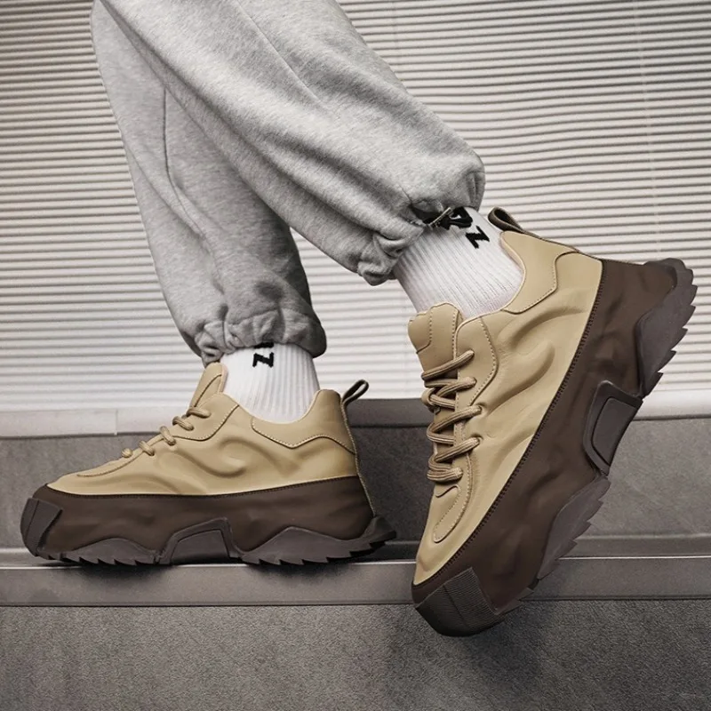 Shoes for Men High Quality Platform Sneaker Fad Leather Thick Sole Leisure Men Sneaker Outdoor Hiking Men Shoe Zapatillas Hombre