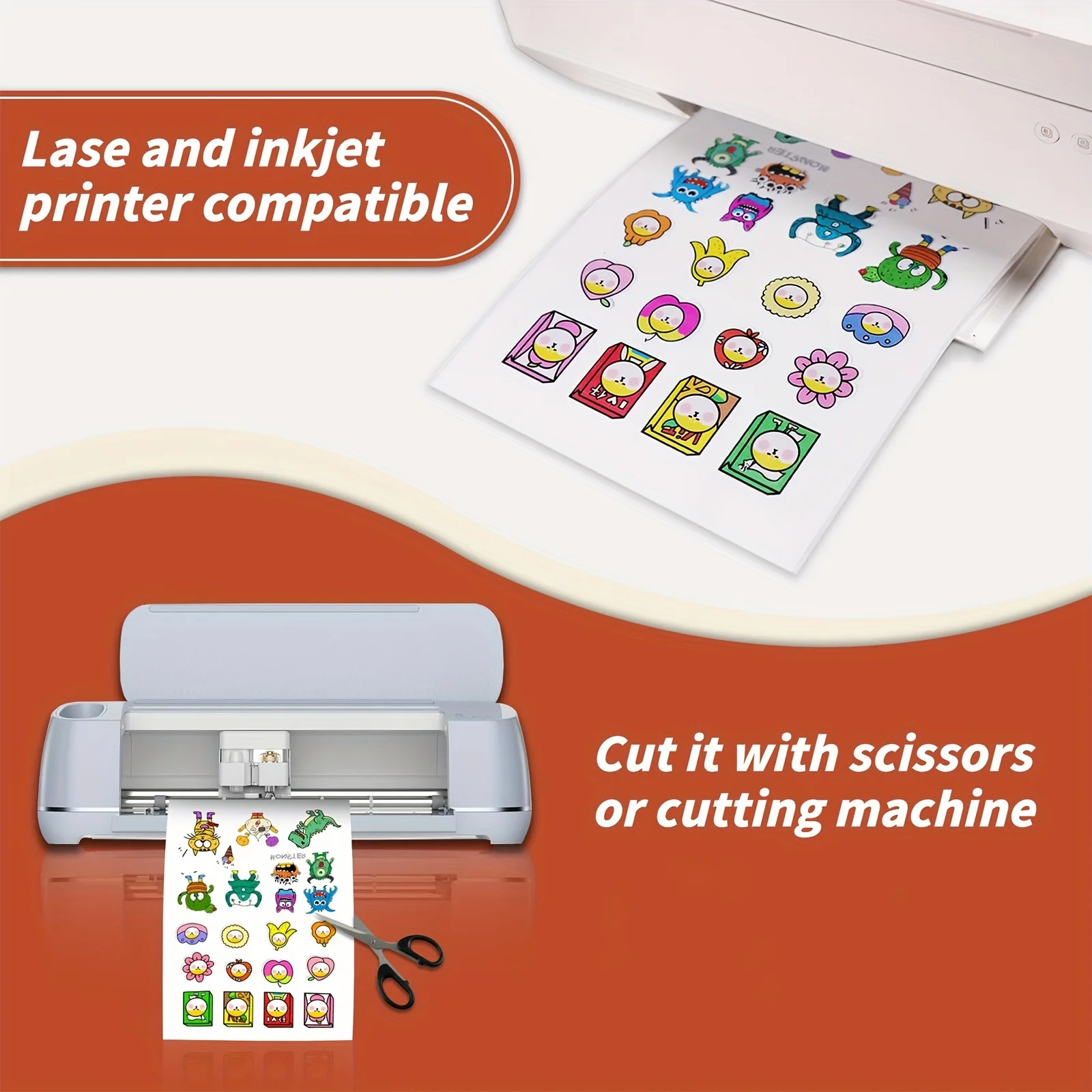 ESHANG 20 Sheets 8.5x 11 Inches Printable Vinyl Sticker Paper Matte White for Inkjet Printer Self-Adhesive Sheets Waterproof