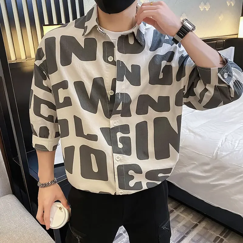 Men's Shirt With Print Oversize Printed Male Shirts Graphic Cheap Things Comfortable Social Luxury Tops Summer New In Collar I