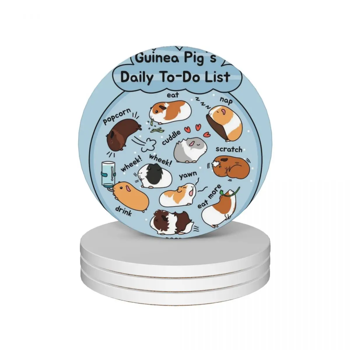 

Guinea Pig Daily To-Do List - Blue Background Ceramic Coasters (Set of 4) animal mat for dishes Coasters