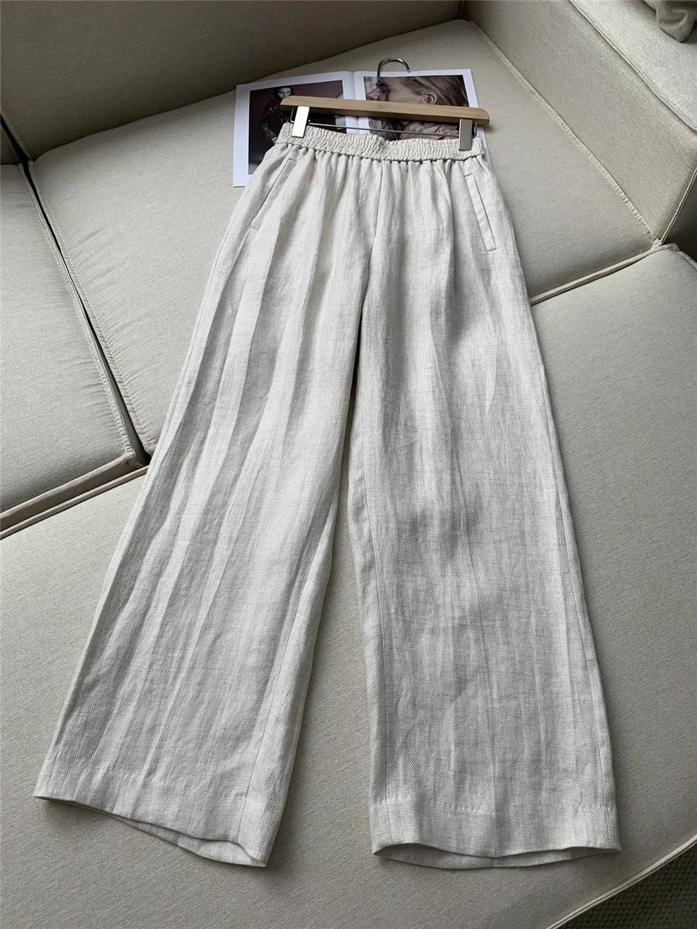 B*C New Linen Suit Series Blazer Coat +Tops + Vest + Elastic Waist Straight Leg Pants casual versatile thin section
