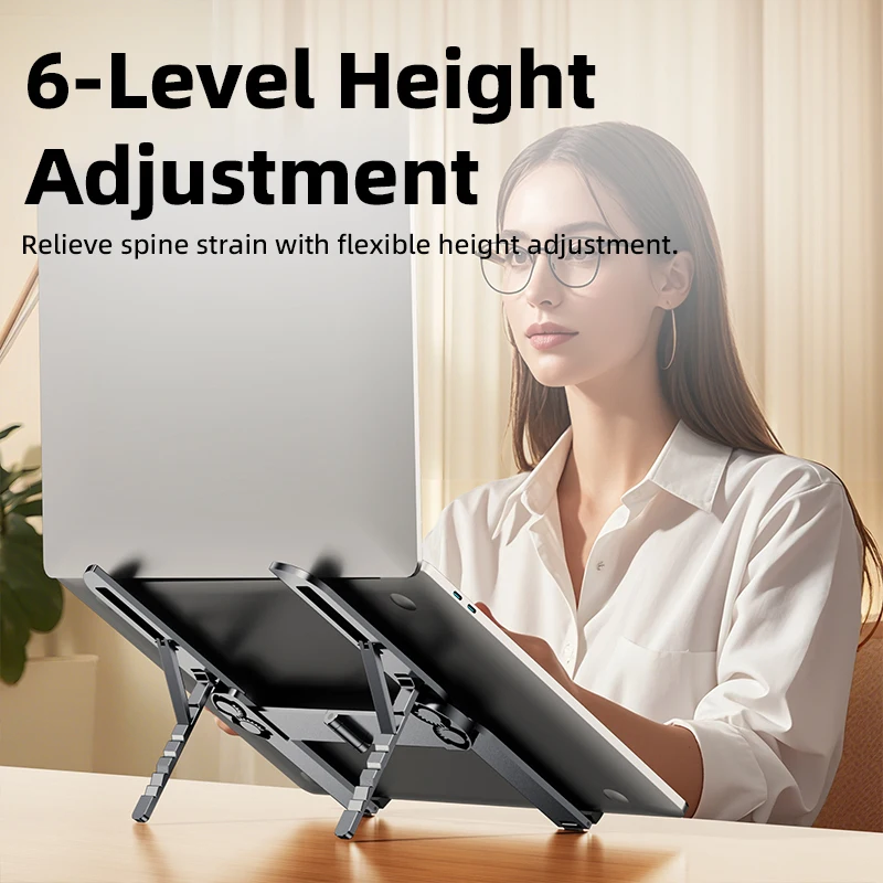 Vyvylabs Mini Foldable Laptop Stand Adjustable Angle Portable Notebook Holder for 10-17 Inch Laptop Ideal for Office Home Travel