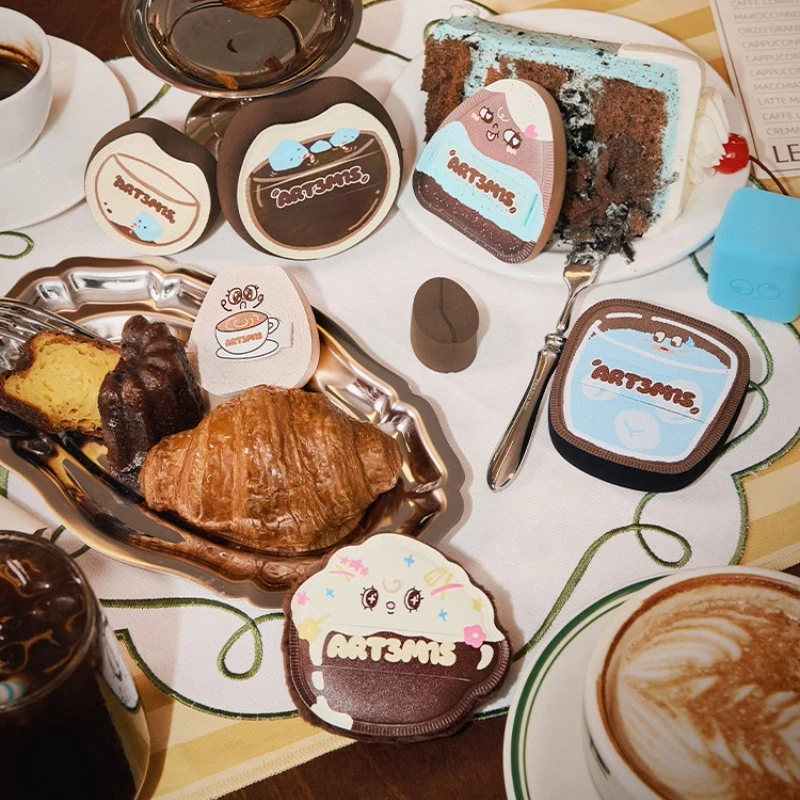 Esponja de maquiagem série café art3m1s, liquidificador de base macio de alta elasticidade, sopro não absorvente para almofada líquida compacta