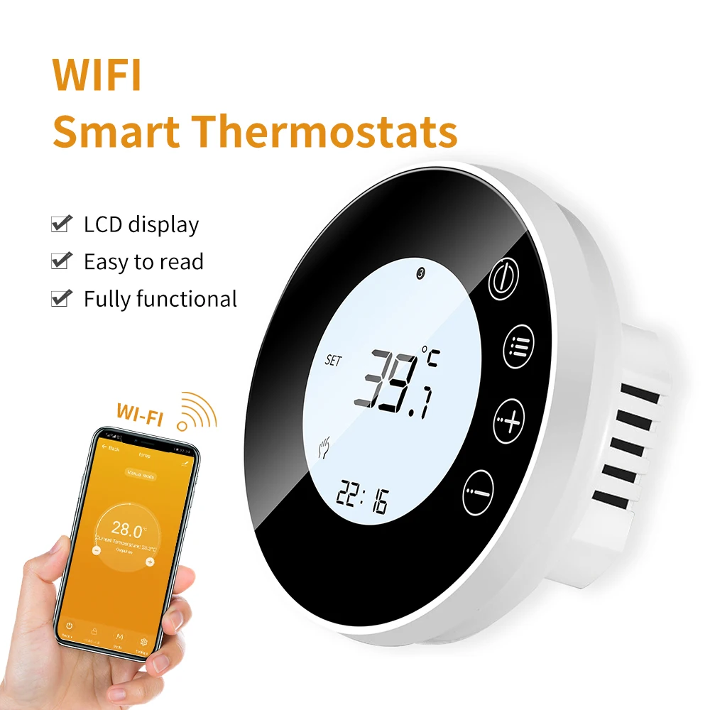 

16A Smart Wifi Thermostat Warm Floor Electric Heating Temperature Controller LCD Screen Remote APP Control