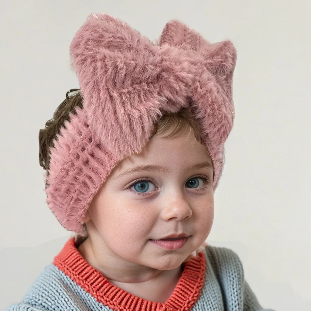 

Newborn Baby Plush Hairband Cute Bow Wide Headband Children's Headscarf Winter Warm Headbands for Baby Girls Hair Accessories