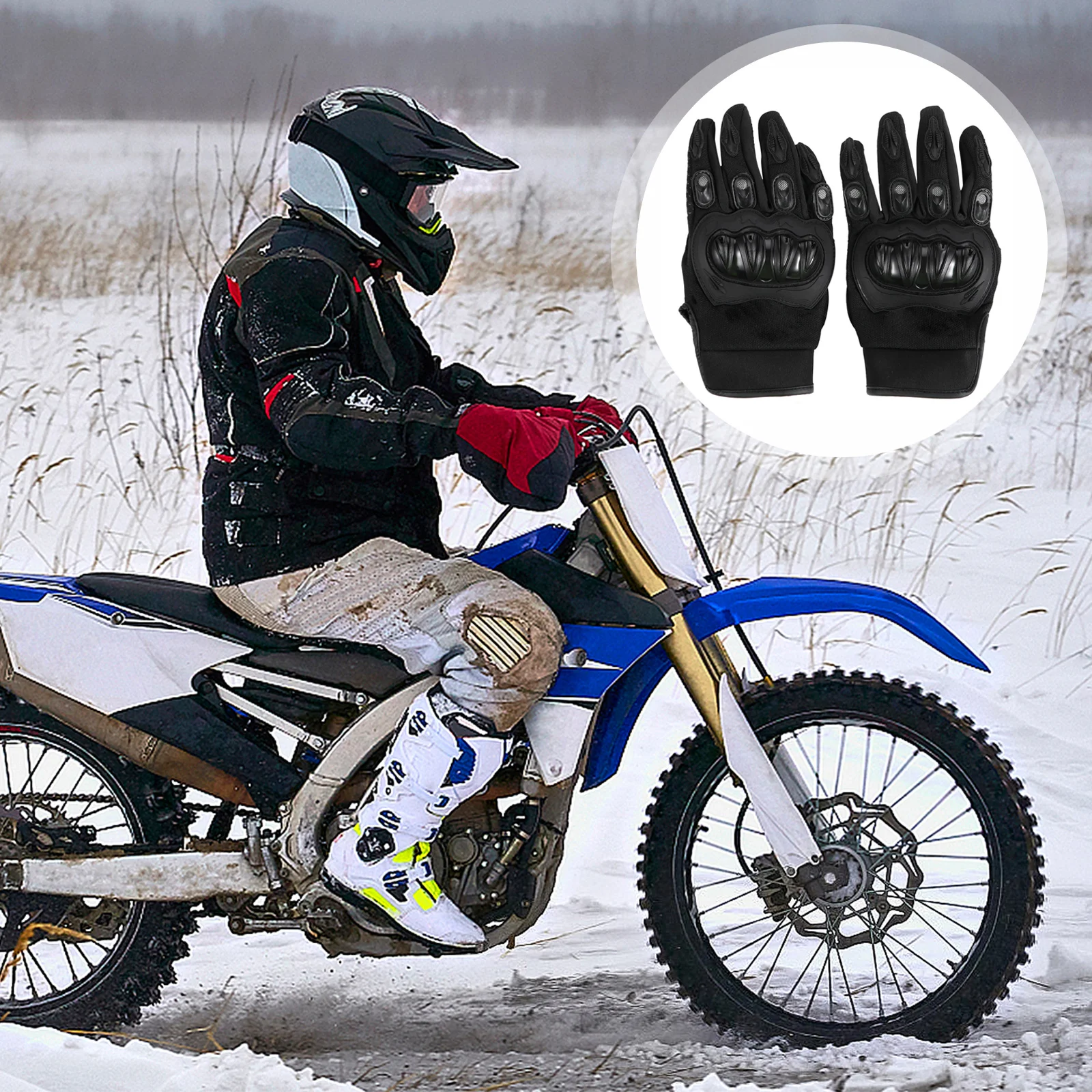

1Pair Full Finger Gloves Anti-Skid Breathable Comfortable Outdoor Sports Windproof Cycling Motorcycle Riding Gloves Black