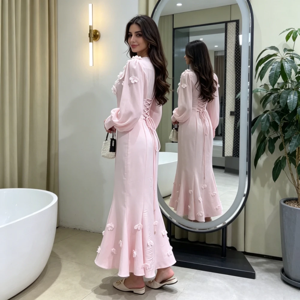 Dress Women Long Skirt Top 2 Piece Set Square Neck Dubai Bow Ruffled Lace Up A Line Vestidos Elegant Splice Evening Y2k  2026