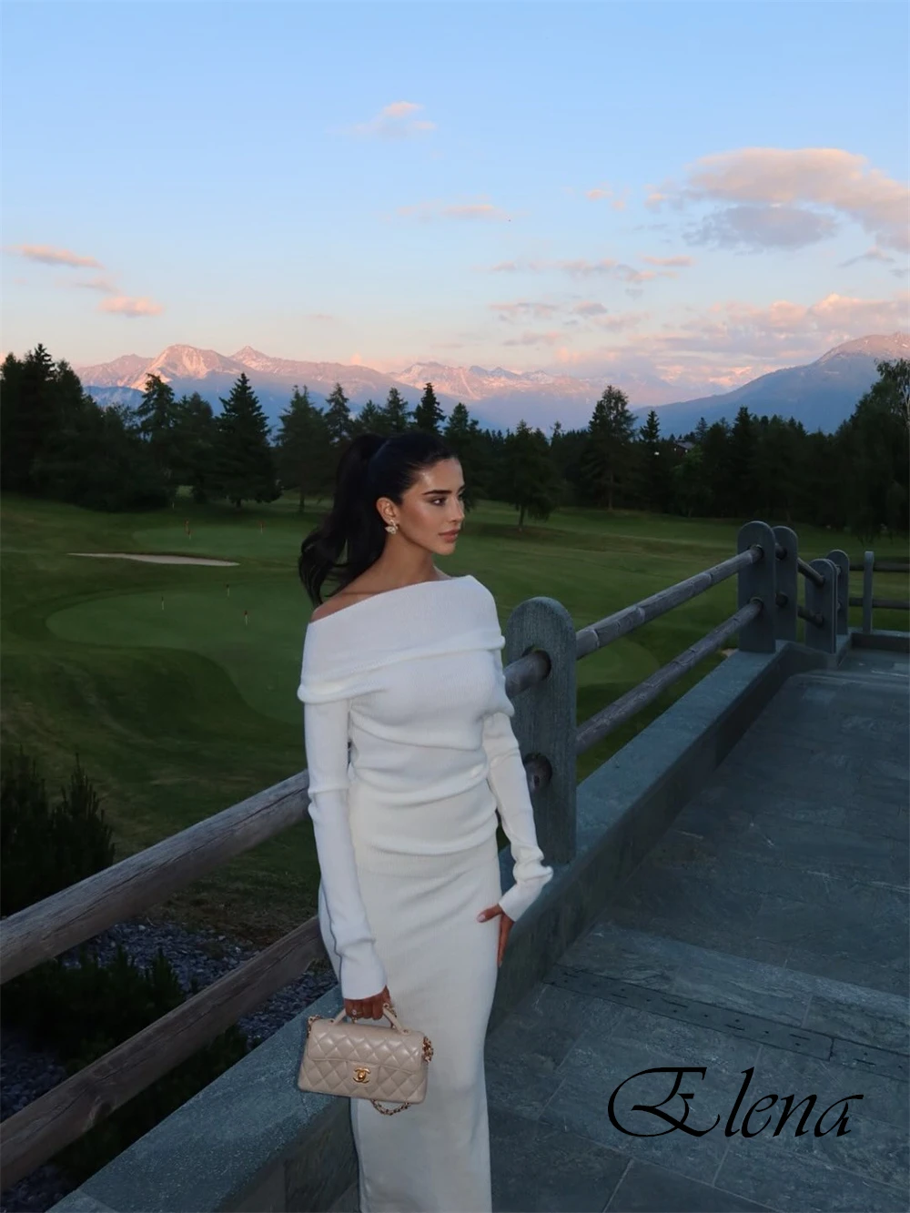 Vestido de fiesta suave de manga larga con cuello barco personalizado, vestido de fiesta formal blanco de sirena con pliegues, vestido de noche sencillo hasta el suelo