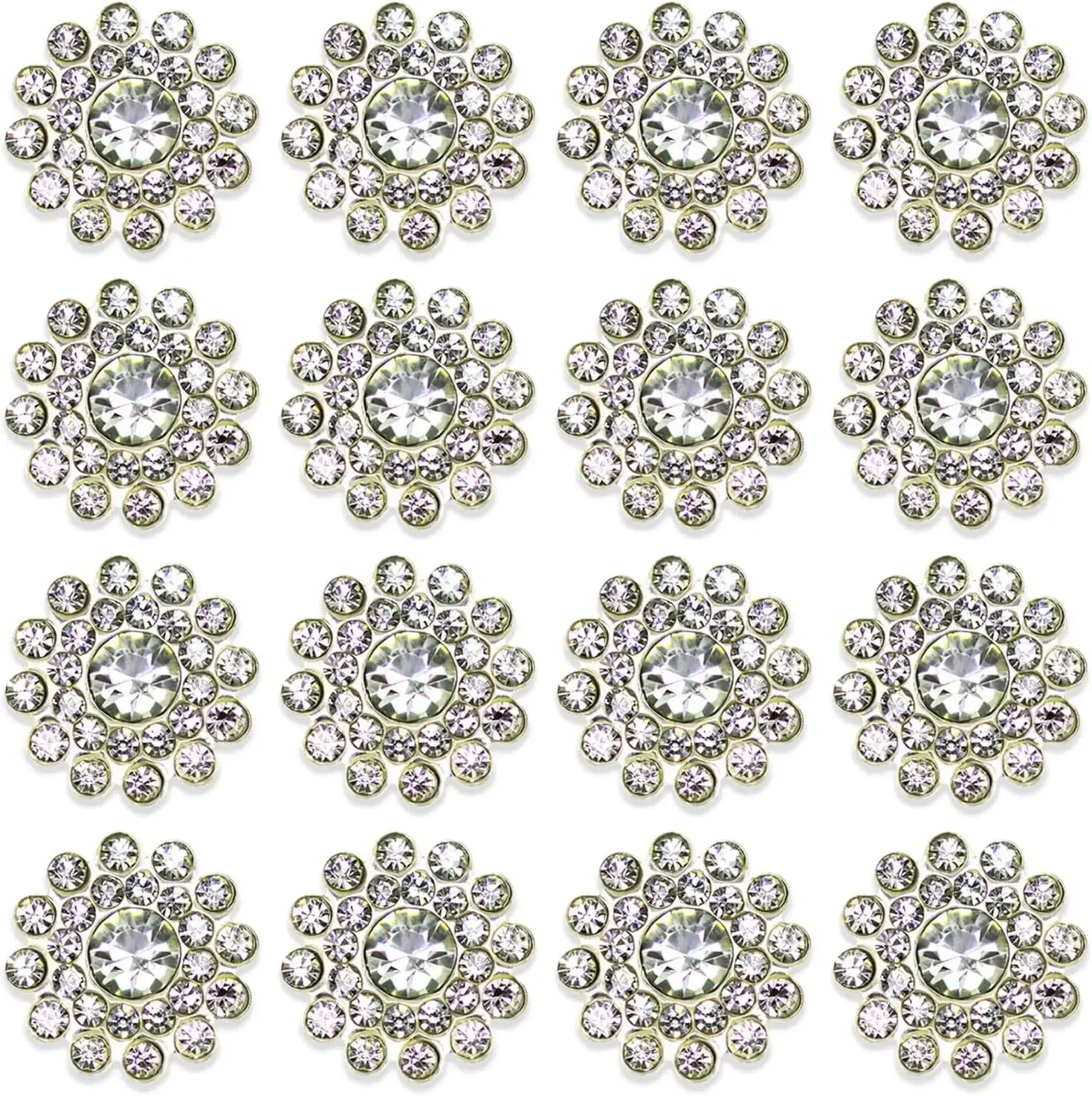 10pcs Flower Buttons 14mm Rhinestones Sew on Embellishments Crystal Glass Beads Buttons Flatback  for Jewelry Making DIY Crafts