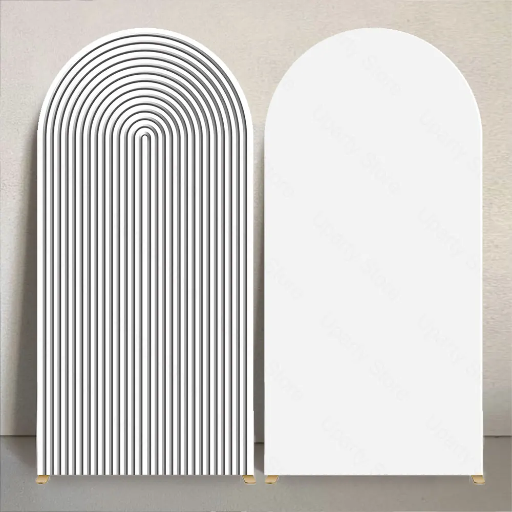 تموج قوس خلفية غطاء مجردة أسود أبيض تموج أعلى جولة حامل غطاء إطاري لعيد ميلاد الطفل دش حفل زفاف ديكور