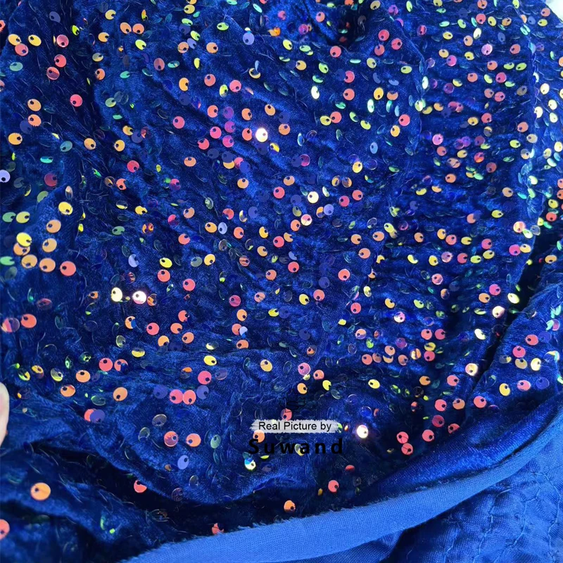 New Velvet Sequin Fabric for Evening Prom Dress Sparking Reflective Wedding Decoration Clothes Material Party Special Events
