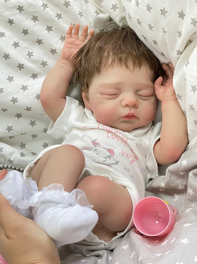 Cokela 20 polegadas/50cm boneca de bebê real toque macio bebê realista silicone reborn boneca com cabelo artificial implantado à mão