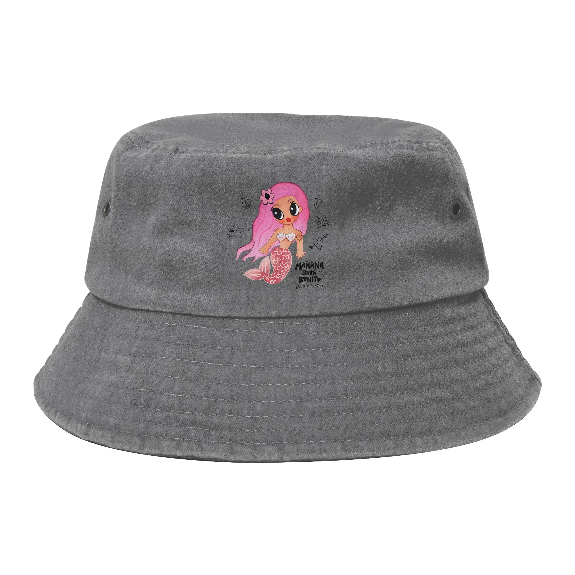Karol G Sirena Bucket Hat for Women Men Vocation Music Distressed Washed Sun Hat UV Protection for Outdoor Fisherman Cap