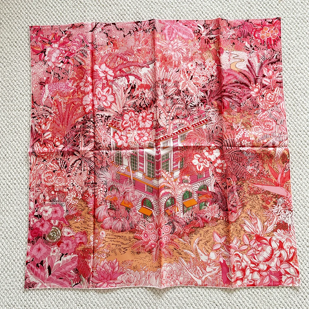 

Women Silk Scarf 90CM Luxury Large Hand Rolled Edges Shawls Mulberry Silk Scarves Head Neck Hair Foulard 90cm