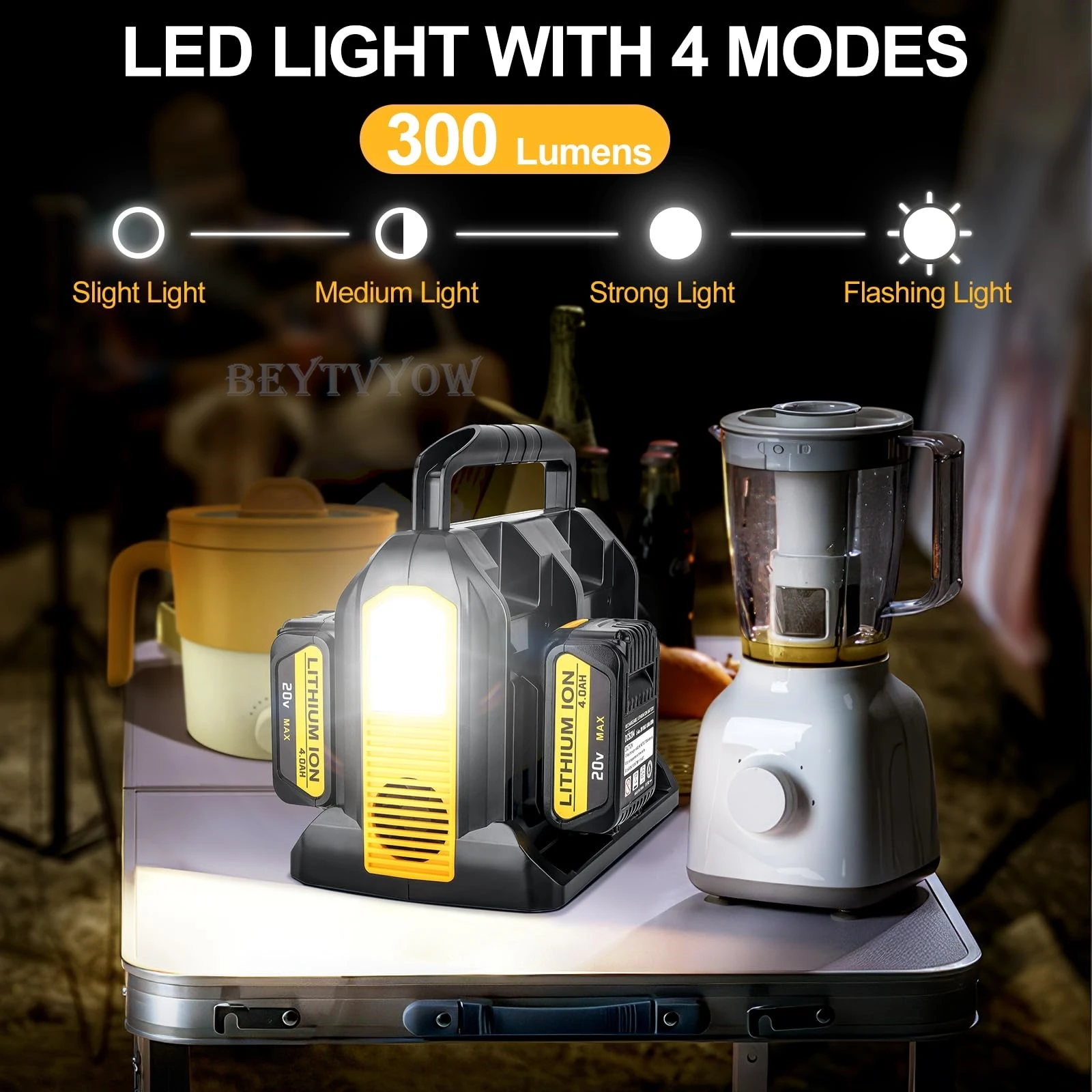 Мощный инвертор 350 Вт для аккумулятора DeWalt 20 В 60 В, 4-портовой инвертор DC 20 В до AC 120V/220-230V Pure Sine Wave Inverter с 3 USB-A & 1-USB-C-портом, 300-литровый светодиодный свет для активности на открытом воздухе US/AU/EU/UK Plug DCB208 DCB204 DCB181 DCB182 DCB200 DCB203 DCB205 DCB201 DCB206 DCB205-2 DCB204-