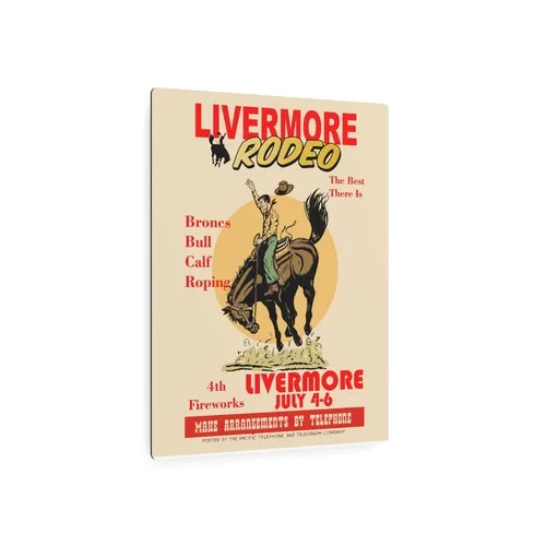 Livermore Rodeo Vintage Advertisng 1930s All Metal Sign 16x20 Garage Art