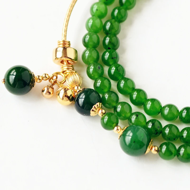 Cameo Original 14k Gold Real Bracelet Multi-layer Natural Hotan Jade Bracelet Female Jasper Bracelet Transfer Beads Bracelet