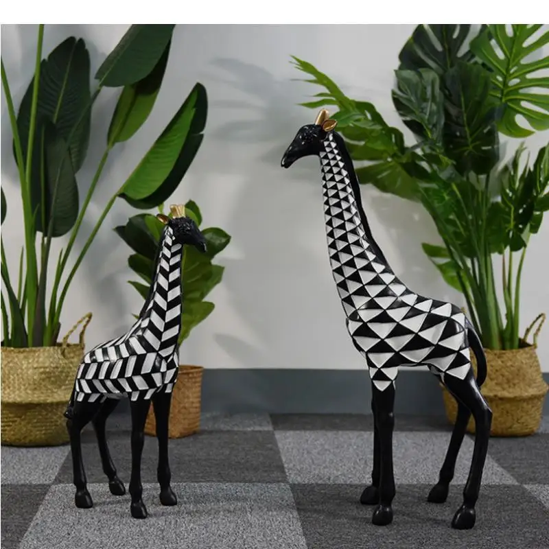 Resin Animal Ornament Zebra Giraffe Floor Decoration Crafts Living Room Home Decor Large Statue Sculpture Figurines Knickknacks