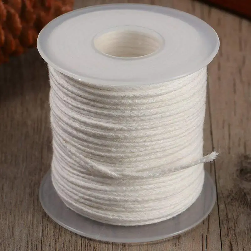 1 Roll 200 Feet 61M White Candle Wick Cotton Candle Woven Wick for Candle DIY and Candle Making Candle Making Supplies