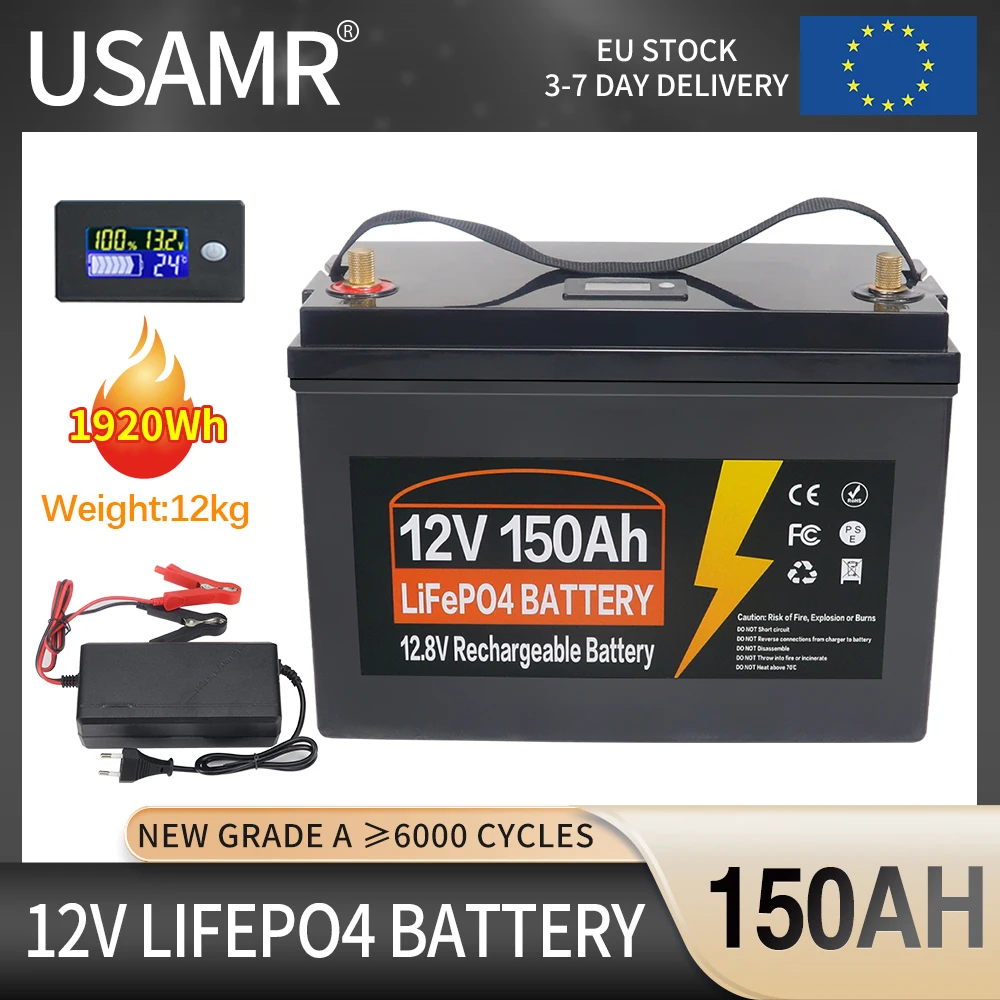 12V 150Ah Lifepo4 Battery Built-in BMS Lithium Iron Phosphate Cells Pack For Replacing Most of Backup Power Home Energy Storage