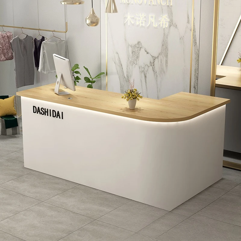 

Simple Beautiful Reception Desks Arc-shaped Corner Beauty Reception Desks Clothing Store Office Furniture Военное Дело ZY40JDT