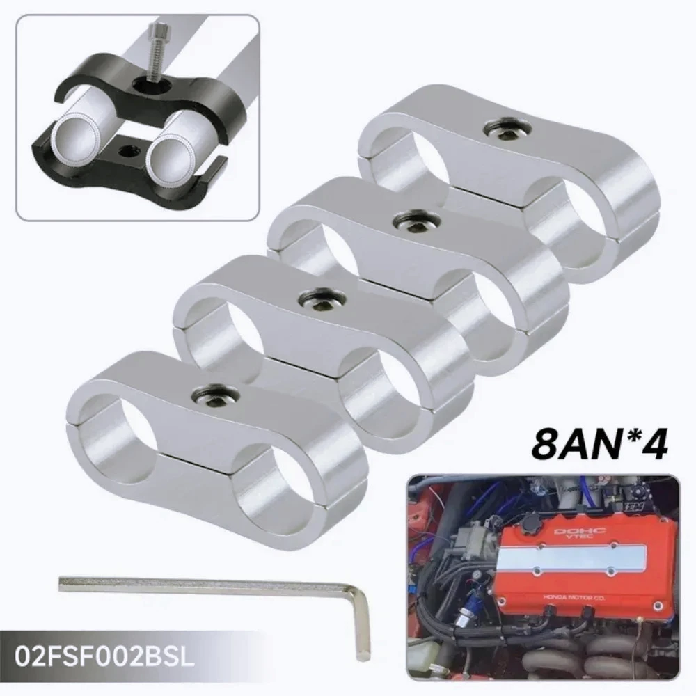 

AM-8AN 4PCS 16MM 0.63'' Braided Hose Separator Clamp AN8 Fuel Line Fitting Adapter Bracket Aluminum Black/Blue/Red/Silver