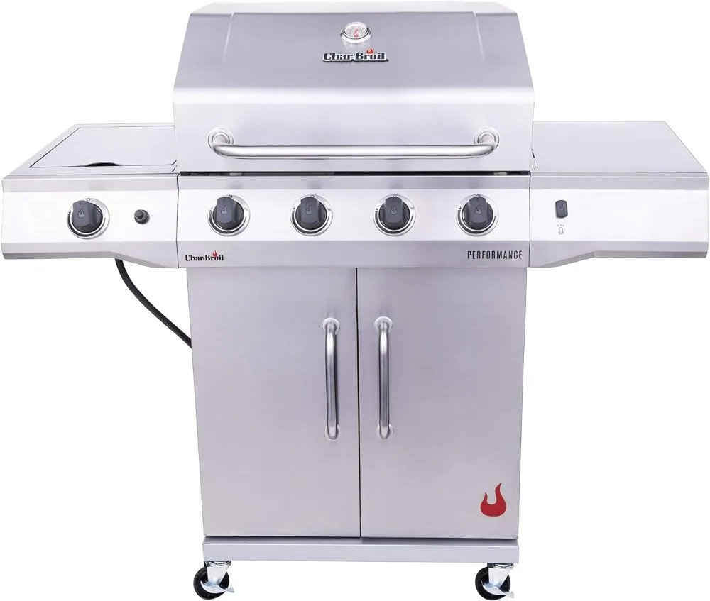 Charbroil Performance Series Convective 4-Burner with Side Burner Cabinet Propane Gas Grill, Stainless Steel - 463354021