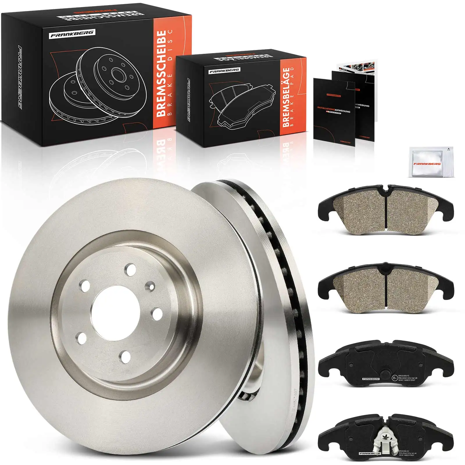 Frankberg 2x Bremsscheiben 4x Bremsbeläge Vorderachse für Audi A6 4G2 4GC 4G5 4GD A7 4GA 4GF Q5 8RB 4G0698151D 4G0615301M
