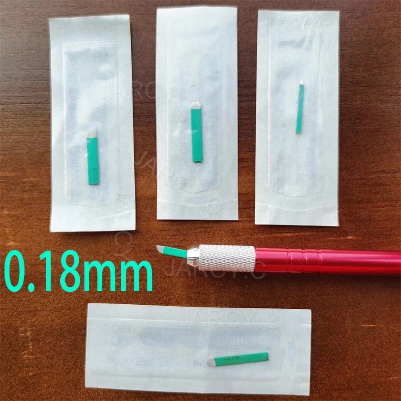 200pcs Nano 0.18mm 12 14 16 18 Flex Green Microblading Needles for Tattoo Lamina Tebori Permanent Makeup Eyebrow Agulhas Needles