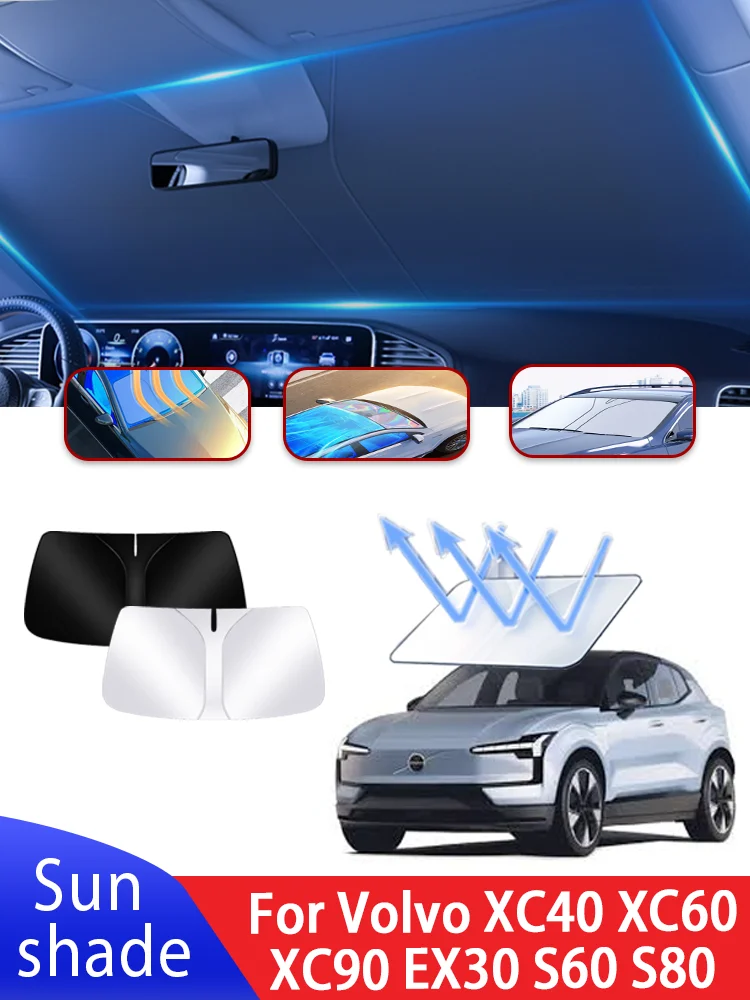 Auto-Sonnenblende für Volvo XC40 XC60 XC90 EX30 S60 S80 S90 C30 – Frontscheiben-Sonnenschutz mit Wärmeisolierung für den Sommer – Detail 1