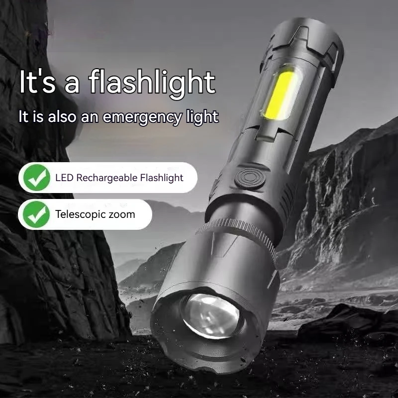 

New arrival High power led flashlight with 90 °C adjustable work light USB Rechargeable lamp waterproof camping torch light