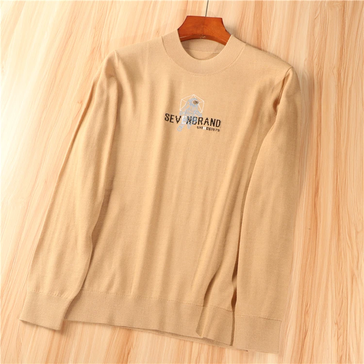

29% Pure Wool Knitted Long Sve Spring Autumn Men's Faion Elastic Busin Casual round Ne Sweater Soft Breathable