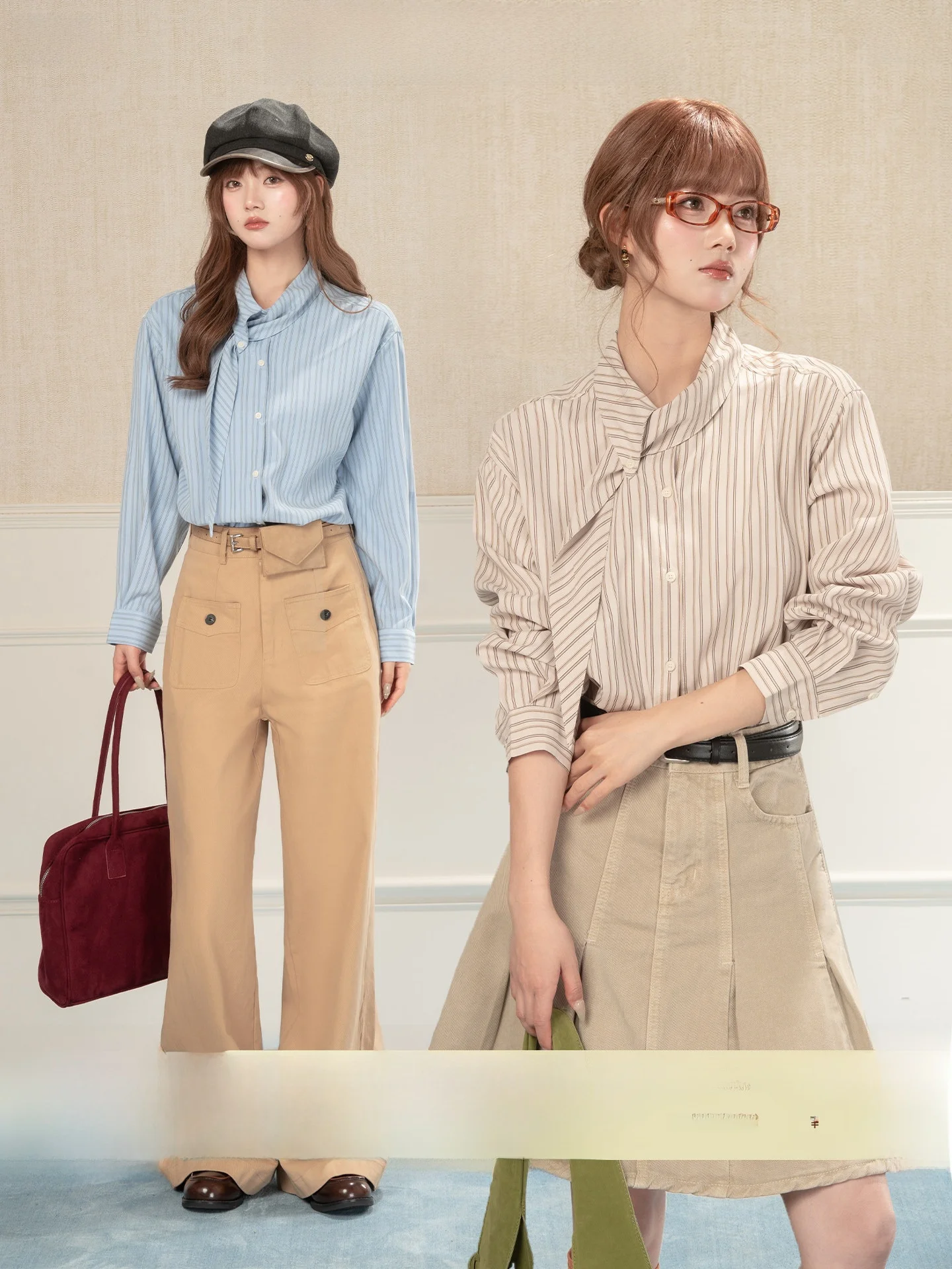 

Heynew Fre Blue Striped Long Sve Loose Women's irt Spring Season Versatile Casual Feel Good Quali Top