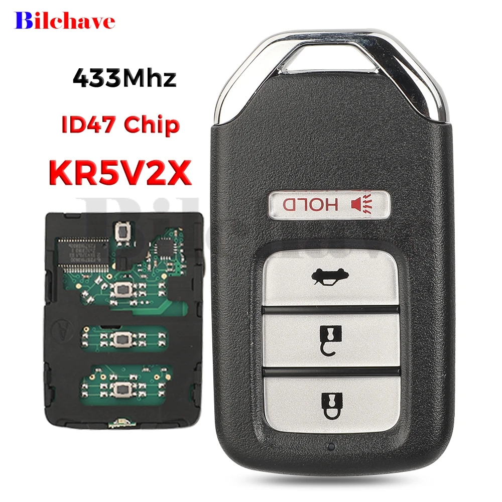 

jingyuqin ID47 Chip KR5V2X 433.92MHz FSK Promixity Card For Honda Civic 2016-2020 Remote Control Car Smart Key 72147-TBA-A01/A02