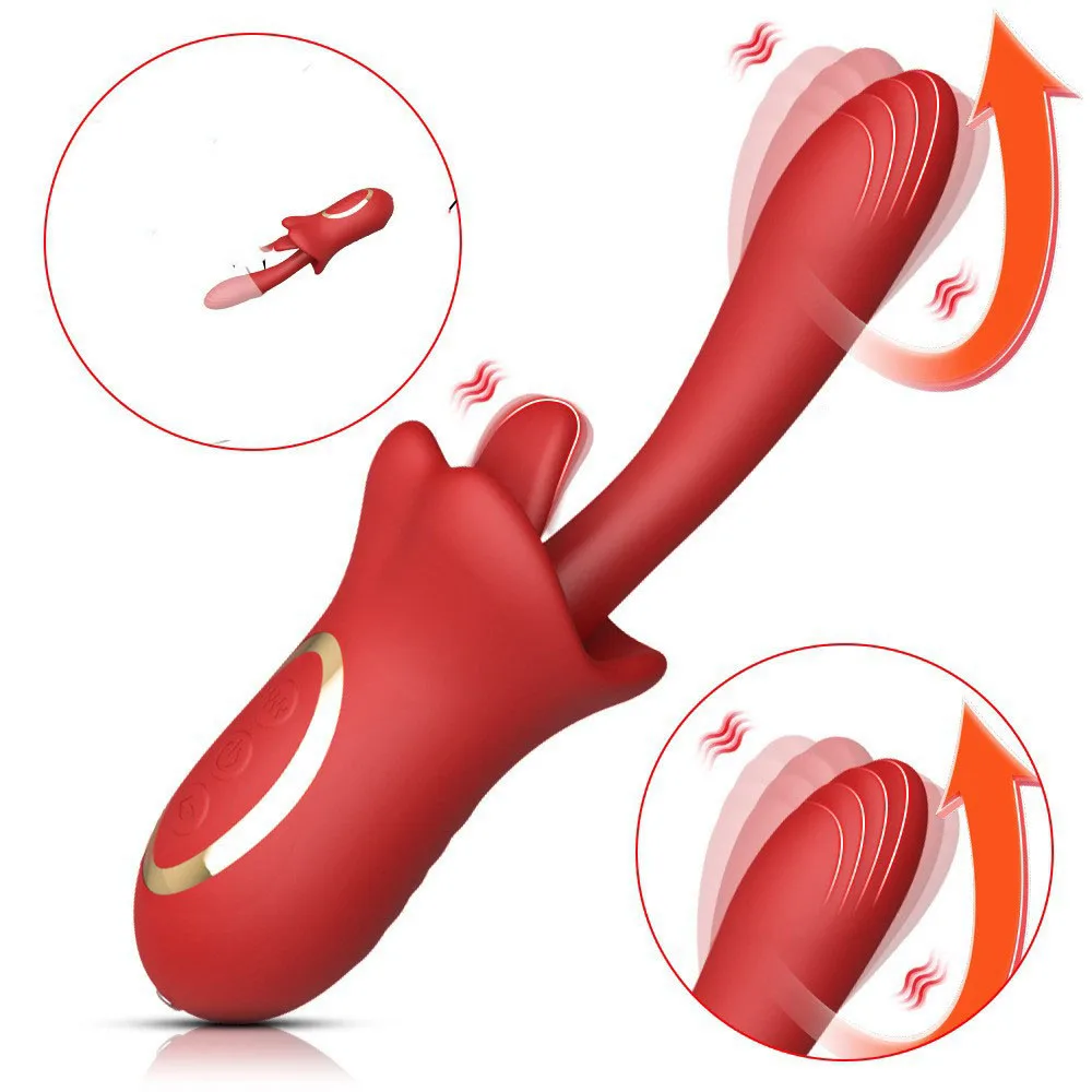 Electric Clitoral Massager for Women 10 Vibration Modes 10 Thrusting Modes 3 Tongue-Licking Stimulation Adult Sex Toy