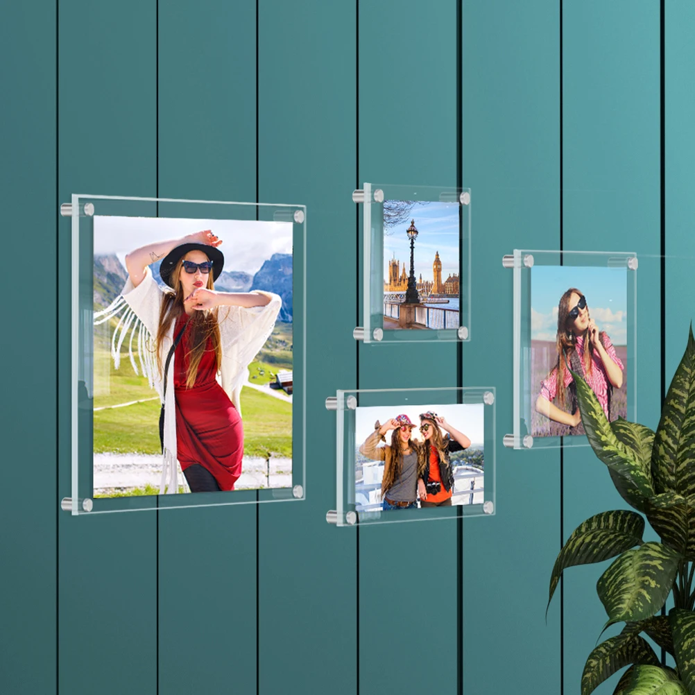 

1 set 1 Set Acrylic Photo Frame Clear Xl Wall Display Picture Holder Non-Deformable For Home Decor Bedroom Party Art