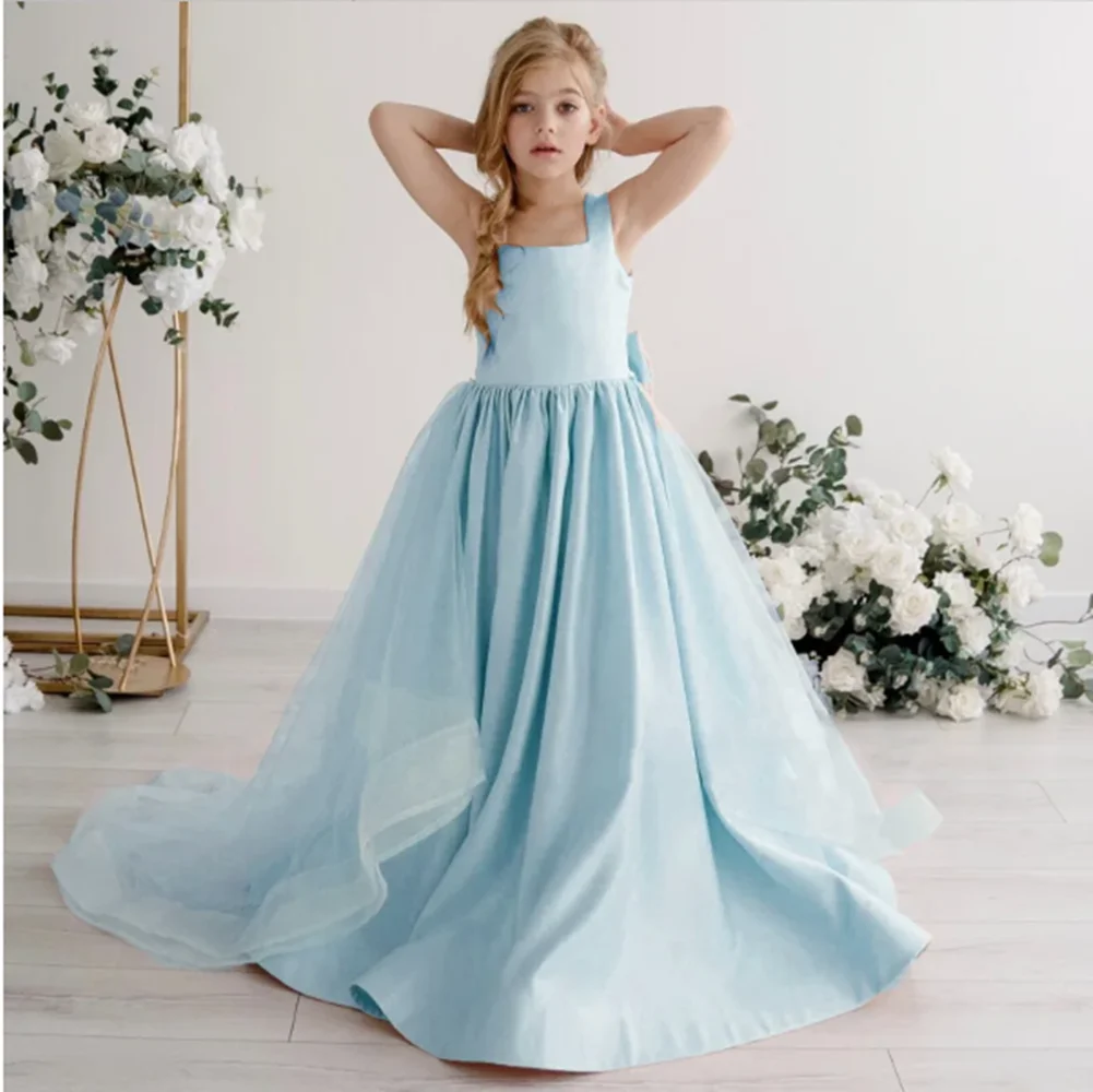 Flower Girl Dresses For Wedding High Waisted Pricness Girl Dresses First Communion Kids Gown Vestidos